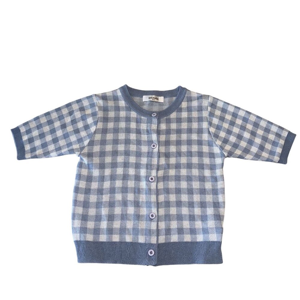 NWOT Storets Checkered Blue and White Gingham Cardigan Small Medium